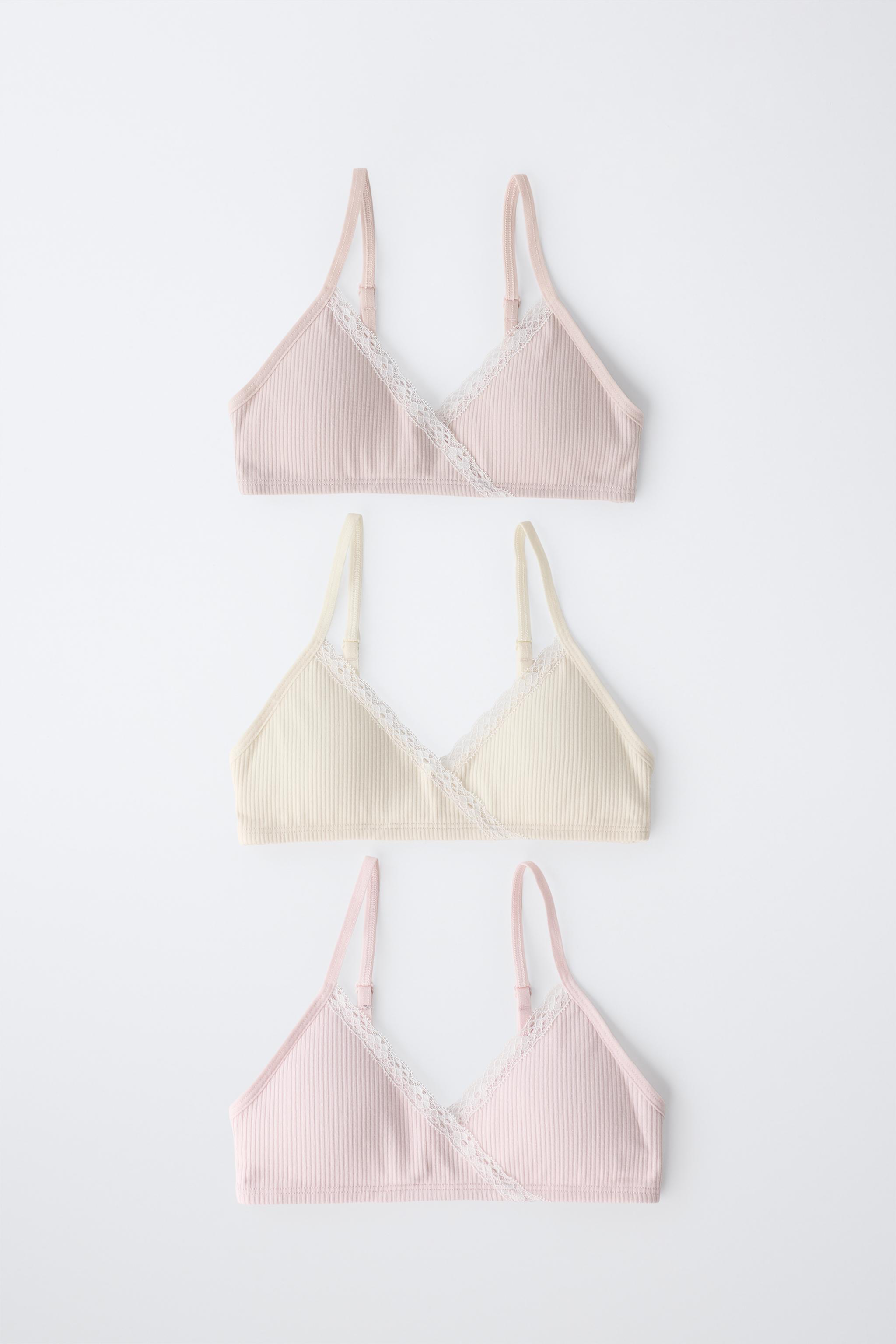 AGES 9-14/ THREE-PACK OF REMOVABLE PADDING LACE BRALETTES